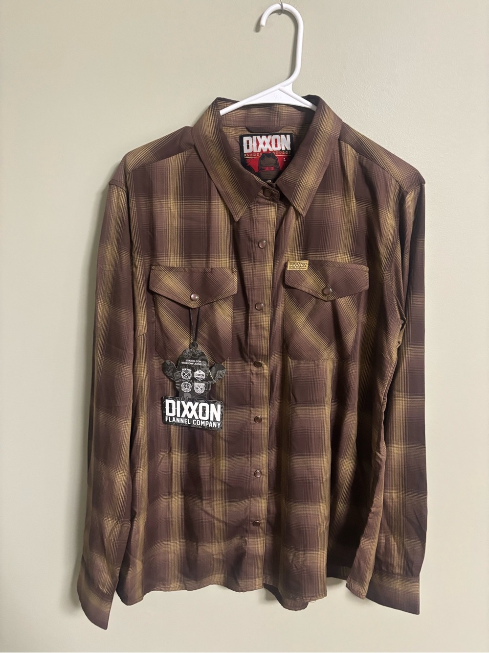 Dixon Flannel Co Plaid Shirt Brown Western Workwear Long Sleeve Pearl Snap Large